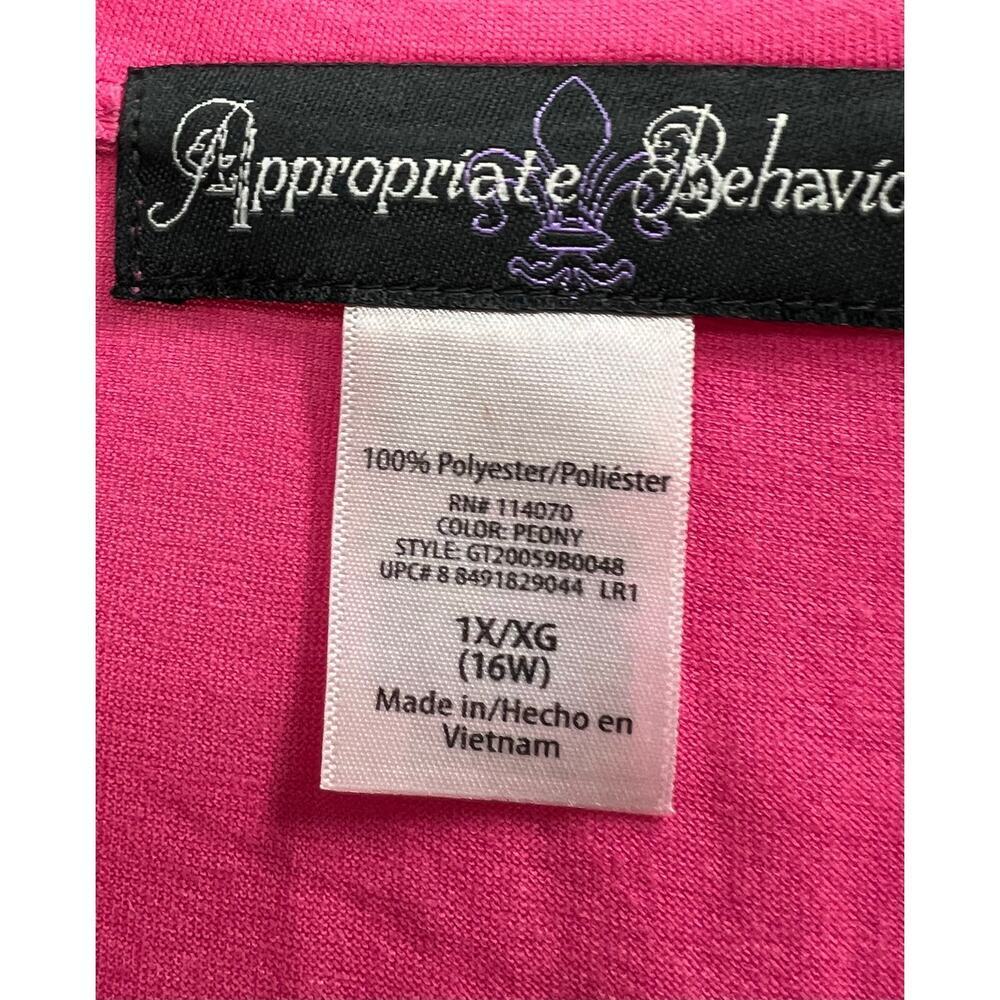 APPROPRIATE BEHAVIOR Red Pink swirl all over print v neck tee NWT Plus sz 1X - Picture 3 of 6